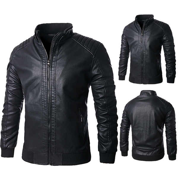 Motorcycle-PU-Leather-Jacket-Mens-Black-Lining-Stand-Collar-Zipper-Warm-Outwear-995481