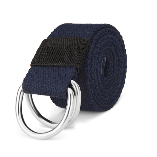 110CM-Men-Women-Canvas-Belt-Pure-Color-Doubel-Buckle-Loop-Strip-990210