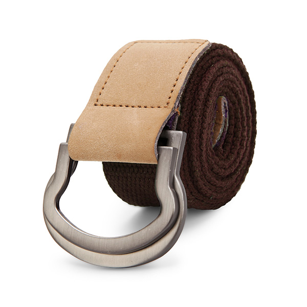 115CM-Men-Double-Ring-Loop-Canvas-Belt--Alloy-Leather-Buckle-Pants-Strip-992439