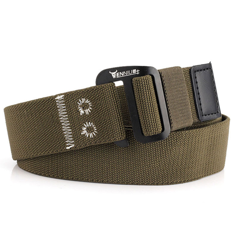 120-Men-Aluminum-9-Word-Buckle-Nylon-Elastic-Belt-Outdoor-Woven-Canvas-Belt-1288441