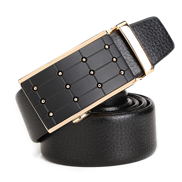 120CM-Men-First-Floor-Cowhide-Grid-Frosted-Gold-Alloy-Adjustable-Automatic-Buckle-Belt-1010385