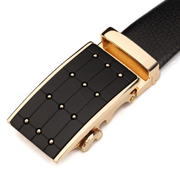 120CM-Men-First-Floor-Cowhide-Grid-Frosted-Gold-Alloy-Adjustable-Automatic-Buckle-Belt-1010385