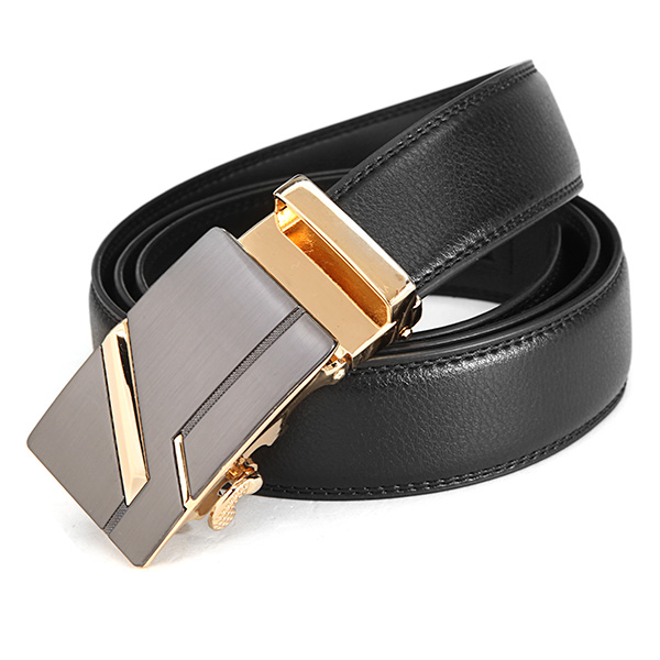 120CM-Men-Second-Floor-Cowhide-Frosted-Gold-Silver-Alloy-Automatic-Buckle-Belt-1010359