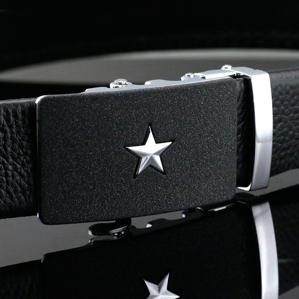 125-130CM-Fashion-Men-Business-Leather-Belt-Star-Pattern-Automatic-Buckle-Belt-1165164