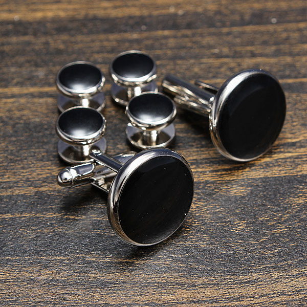 Cufflinks-Shirt-Studs-Set-Men-Elegant-Black-White-Tuxedo-Formal-Suit-915553