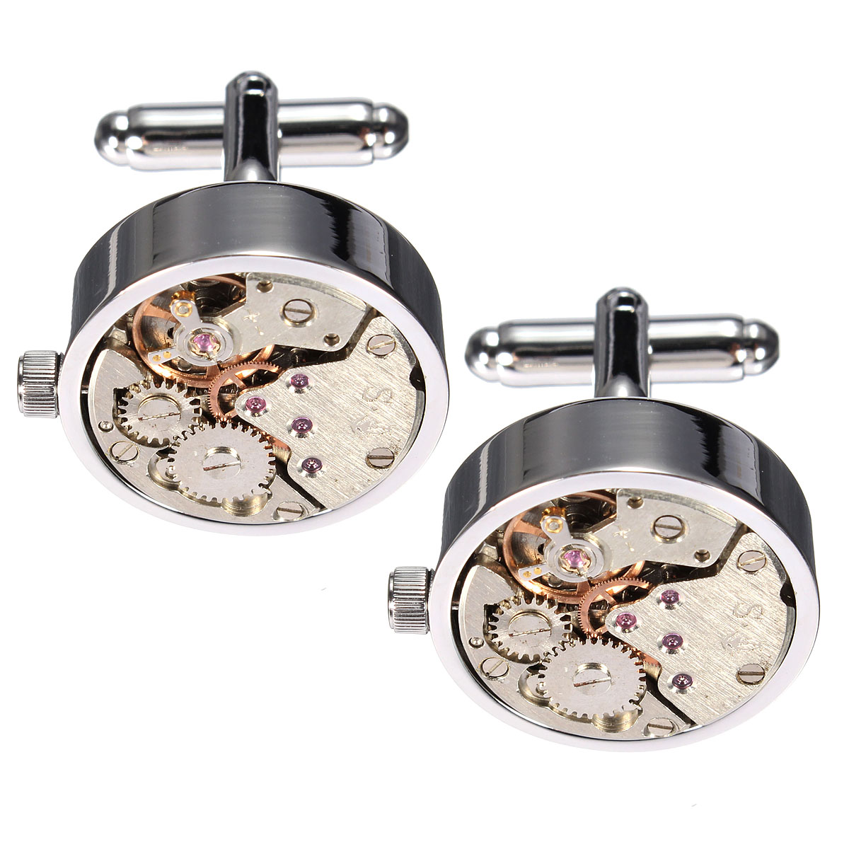 Men-Male-Silver-Mechanical-Watch-Pattern-Cuff-Links-Wedding-Gift-Suit-Shirt-Accessories-1024642