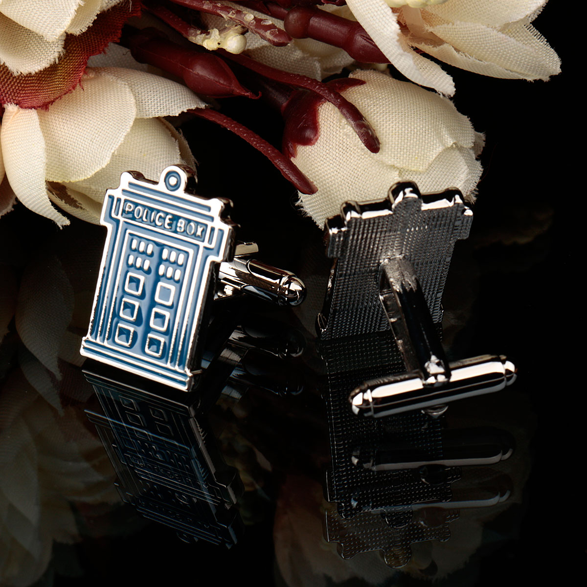 Men-Male-Silver-Police-Box-Pattern-Blue-Enamel-Cuff-Links-Wedding-Gift-Suit-Shirt-Accessories-1024615