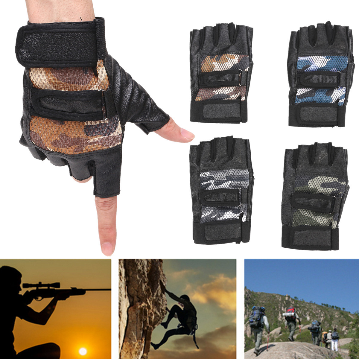 Unisex-Mesh-Artificial-Leather-Cycling-Outdoor-Gloves-Gym-Fitness-Wrist-Support-Wraps-Bike-Mittens-1085963