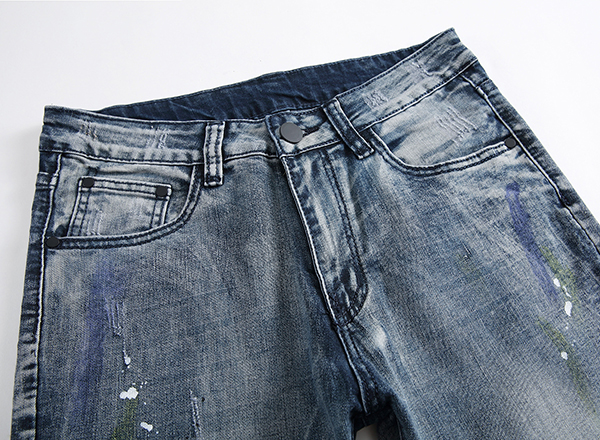 Men-Hole-Ripped-Splashed-Painting-Fashion-Washed-Elastic-Jeans-1118637