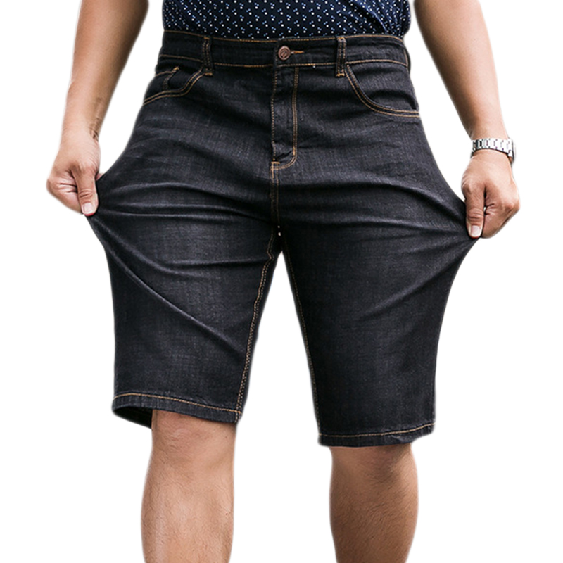 Mens-Summer-Plus-Size-Elastic-Embroidery-Denim-Shorts-Casual-Mid-Rise-Jeans-1308440