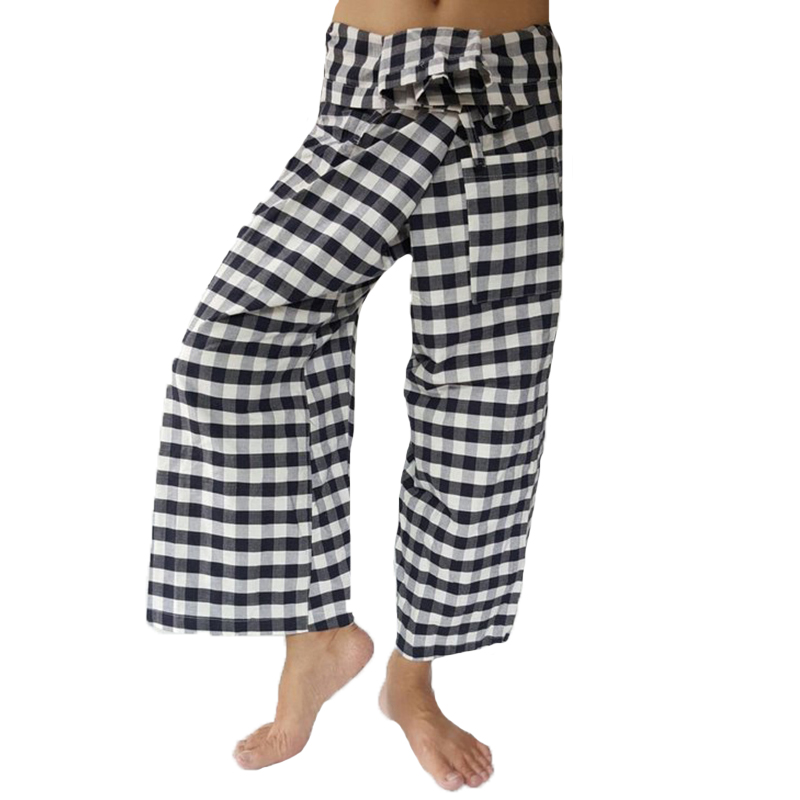 INCERUN-Mens-Plaid-Printing-Summer-Thin-Fisherman-Yoga-Casual-Pants-1415860