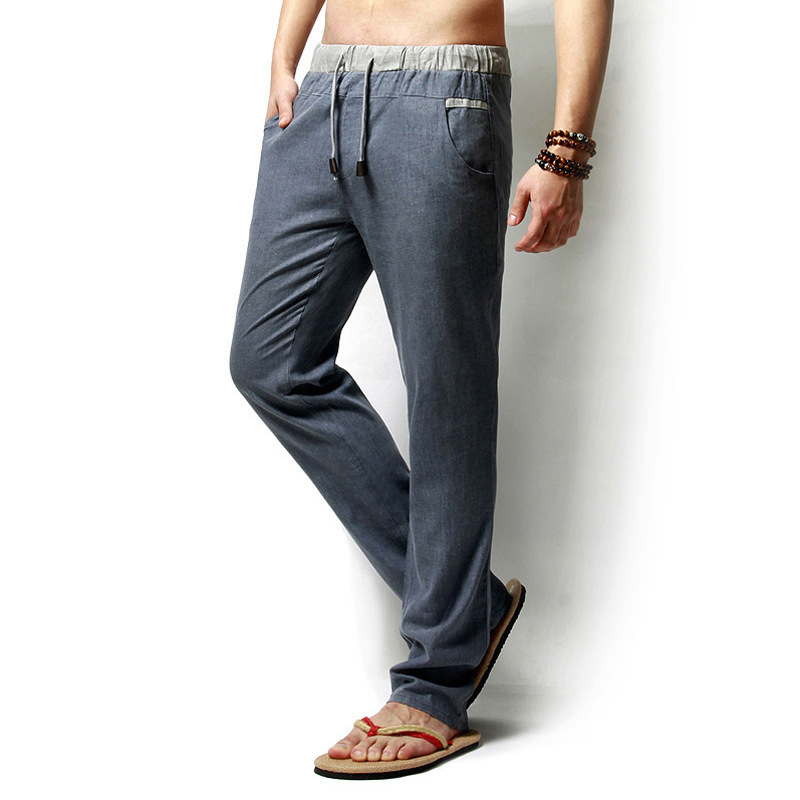 Linen-Solid-Color-Casual-Loose-Men-Long-Trousers-Flax-Leisure-Pants-1045460