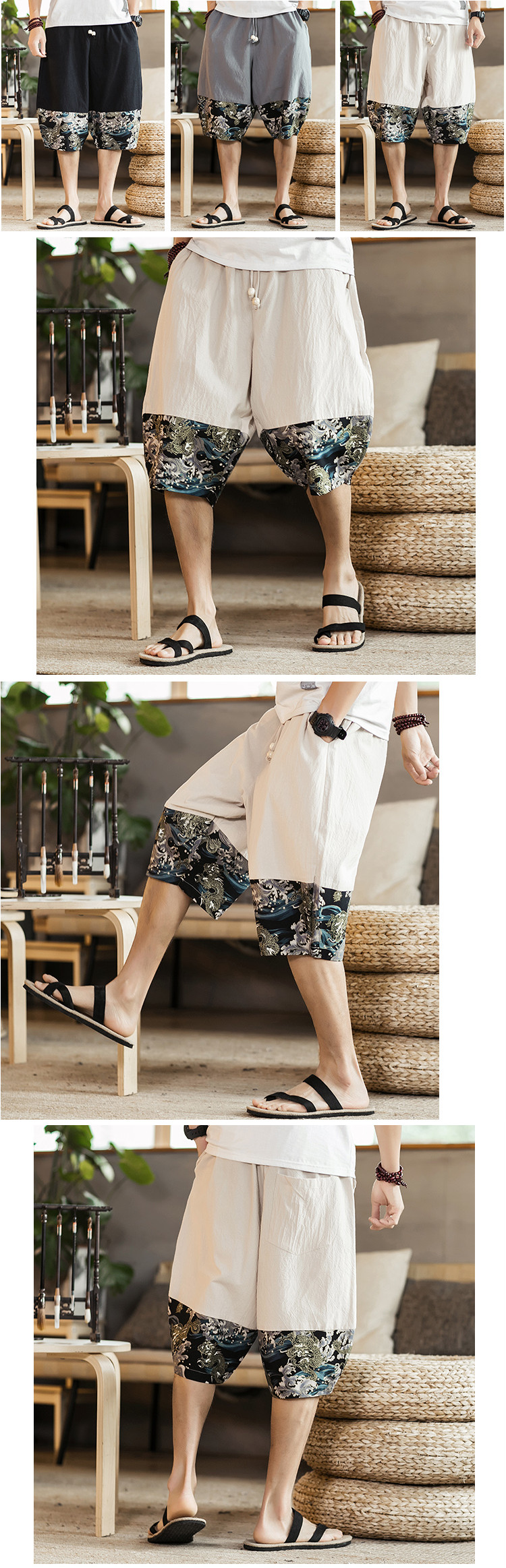 Mens-Casual-Printed-Wide-Legs-Pants-Chinese-Style-Breathable-Calf-Length-Haren-Trousers-1346063