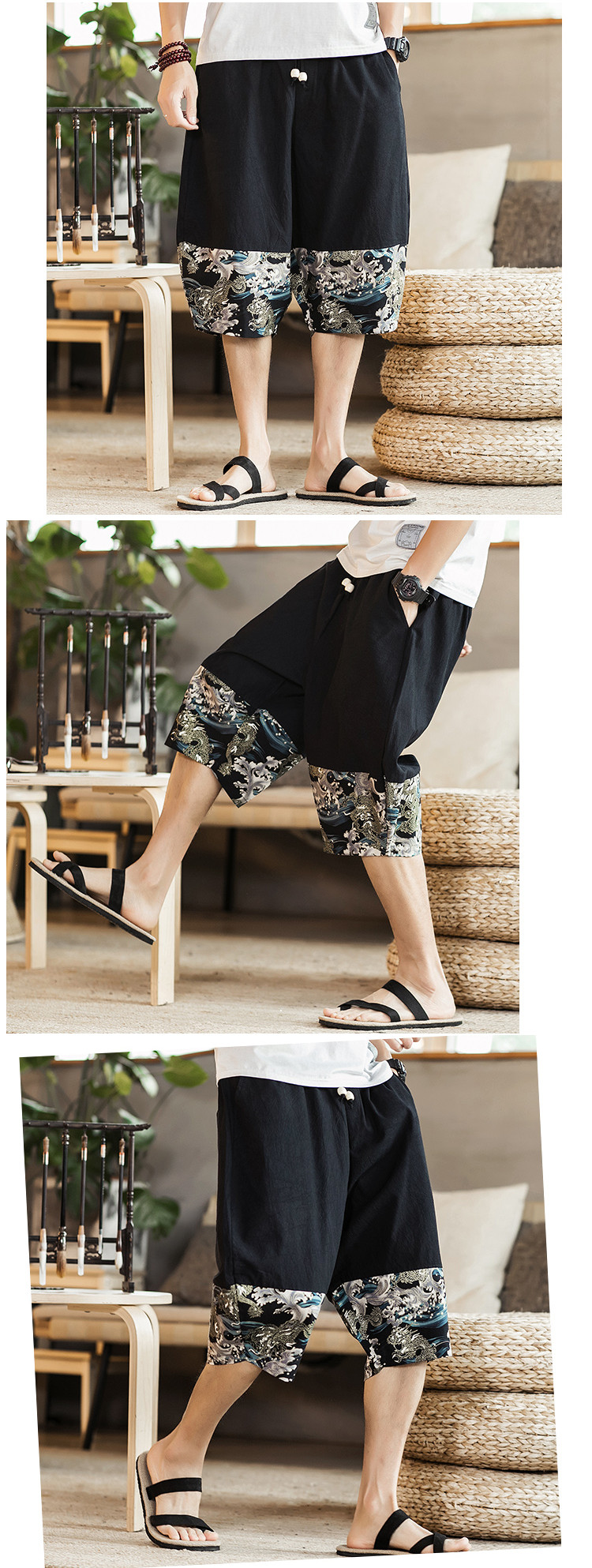 Mens-Casual-Printed-Wide-Legs-Pants-Chinese-Style-Breathable-Calf-Length-Haren-Trousers-1346063