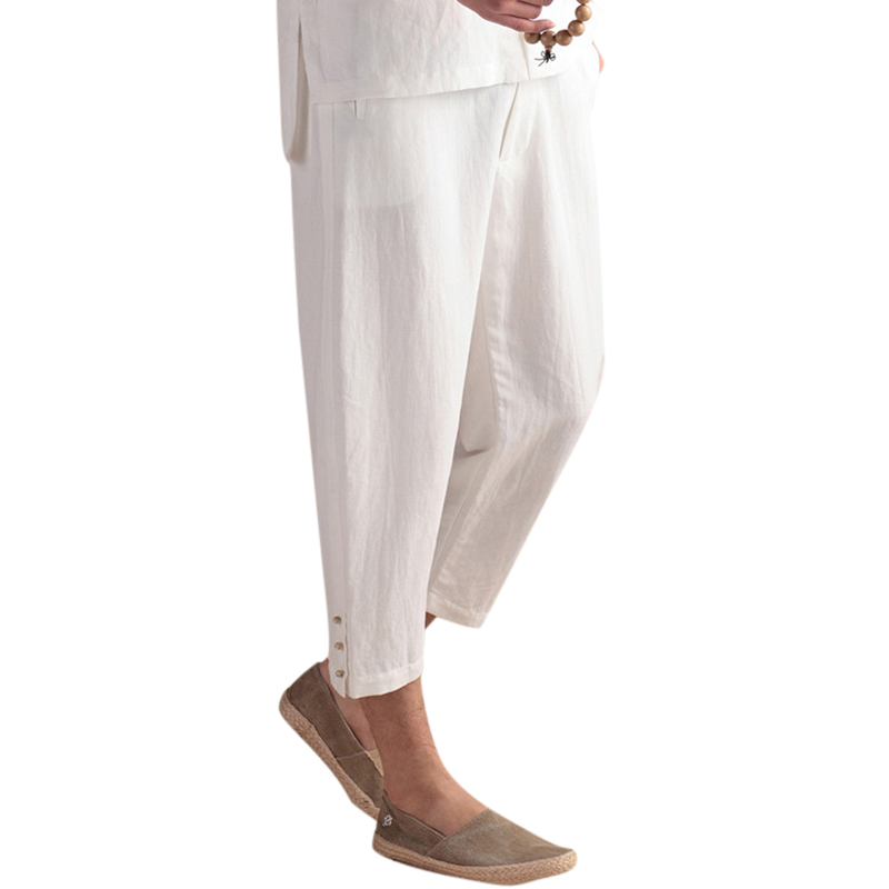 Mens-Chinese-Style-Pure-Color-Cotton-Loose-Elastic-Waist-Casual-Harem-Pants-1336599