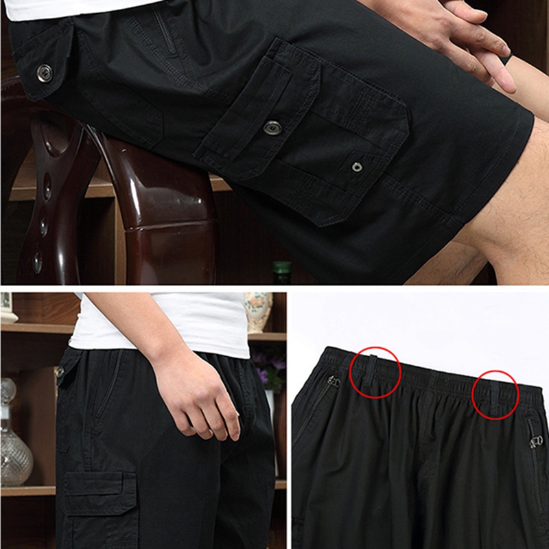 100-Cotton-Mens-Multi-Pocket-Knee-Length-Cargo-Pants-Breathable-Wrinkle-Resistant-Casual-Shorts-1295286