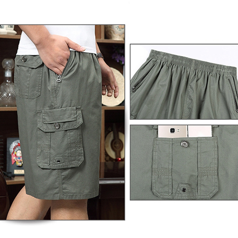 100-Cotton-Mens-Multi-Pocket-Knee-Length-Cargo-Pants-Breathable-Wrinkle-Resistant-Casual-Shorts-1295286