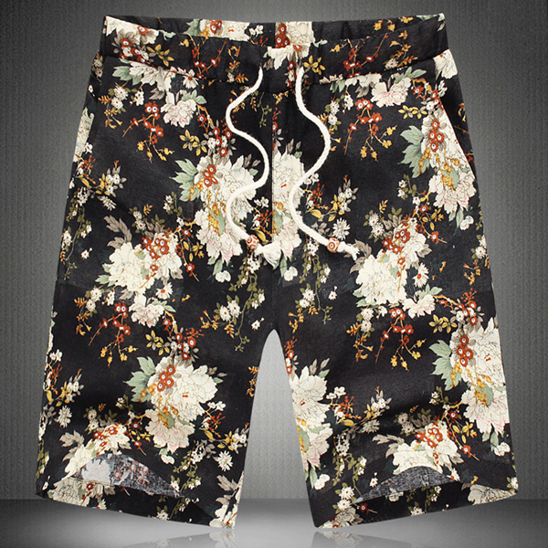 Floral-Printing-Plus-Size-Linen-Summer-Beach-Mens-Loose-Casual-Surf-Sports-Shorts-1050975