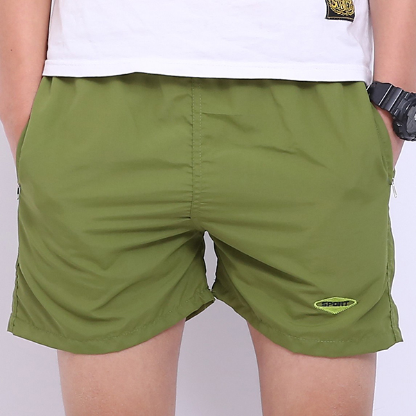 Mens-Summer-Beach-Casual-Sports-Shorts-Elastic-Waist-Loose-Solid-Color-Shorts-1127400