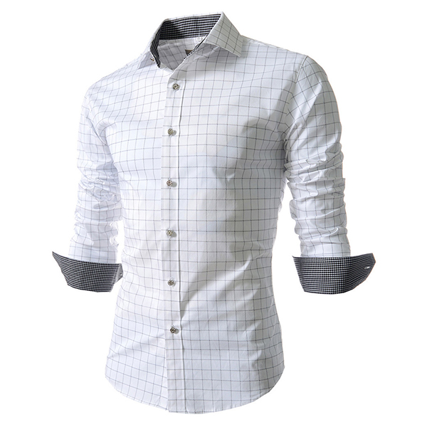 Mens-Fashion-Plaid-Long-sleeved-Lapel-Checkered-Shirt-1127950