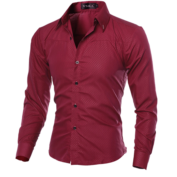 Mens-Slim-fit-Pure-Color-S-3XL-Long-sleeved-Gingham-Shirts-1135841