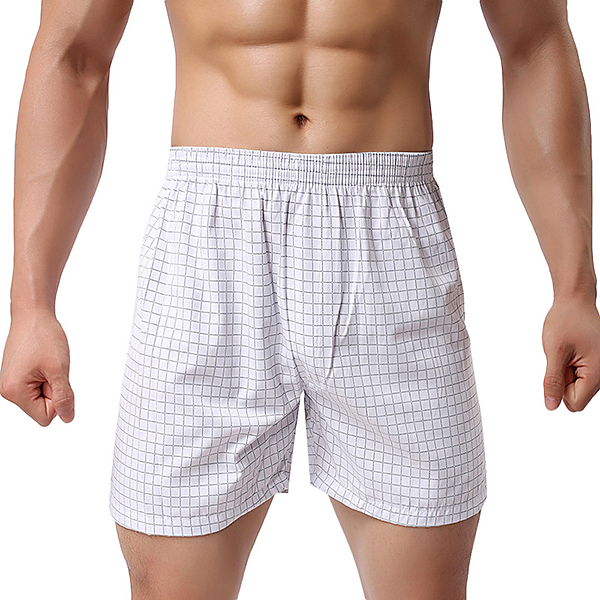 Cotton-Plaid-Loose-Leisure-Home-Casual-Beach-Board-Boxer-Shorts-for-Men-1261893