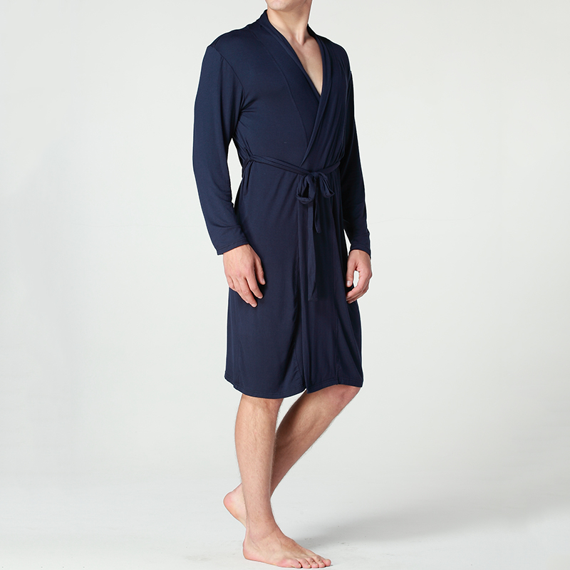 Mens-Sexy-Modal-Comfortable-Home-Solid-Color-Bathrobe-Sleepwear-Robes-1342746