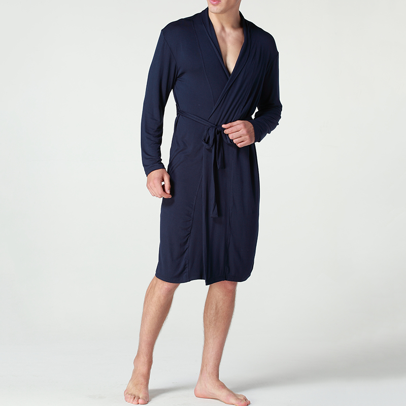 Mens-Sexy-Modal-Comfortable-Home-Solid-Color-Bathrobe-Sleepwear-Robes-1342746