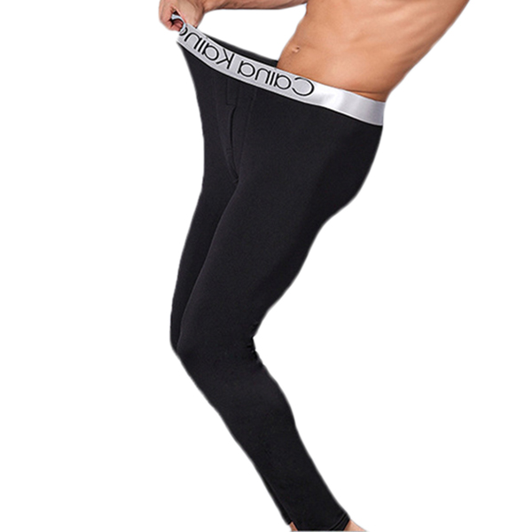 Mens-Thick-Warm-Long-Johns-Autumn-Winter-Mid-Rise-Solid-Color-Sleepwear-1251367