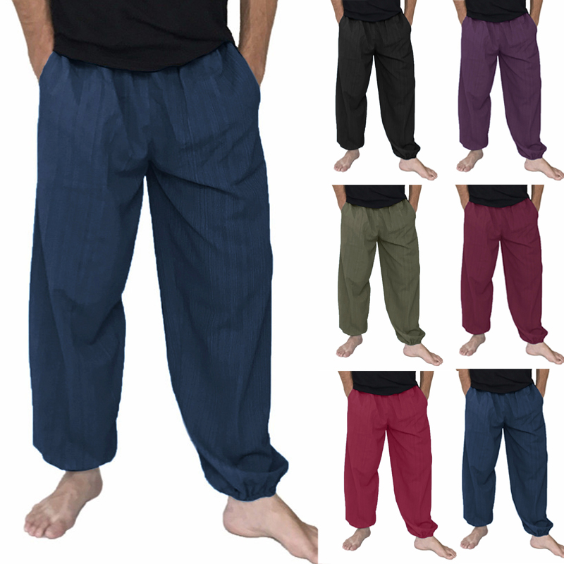 INCERUN-Mens-100-Cotton-Breathable-Baggy-Pants-Casual-Sports-Harem-Yoga-Trousers-Large-Size-S-5XL-1294302