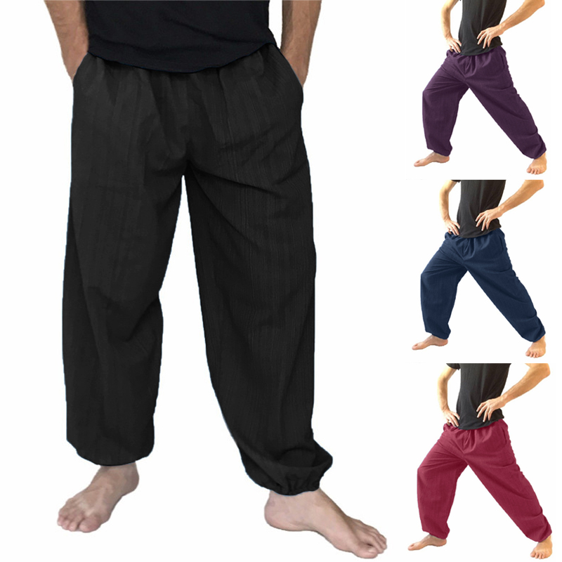 INCERUN-Mens-100-Cotton-Breathable-Baggy-Pants-Casual-Sports-Harem-Yoga-Trousers-Large-Size-S-5XL-1294302