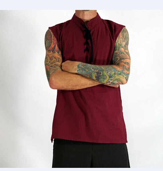 Fashion-Solid-Color-Sleeveless-Stand-Collar-Strap-Open-Mens-Vest-Sports-Breathable-Comfort-Tops-1333792