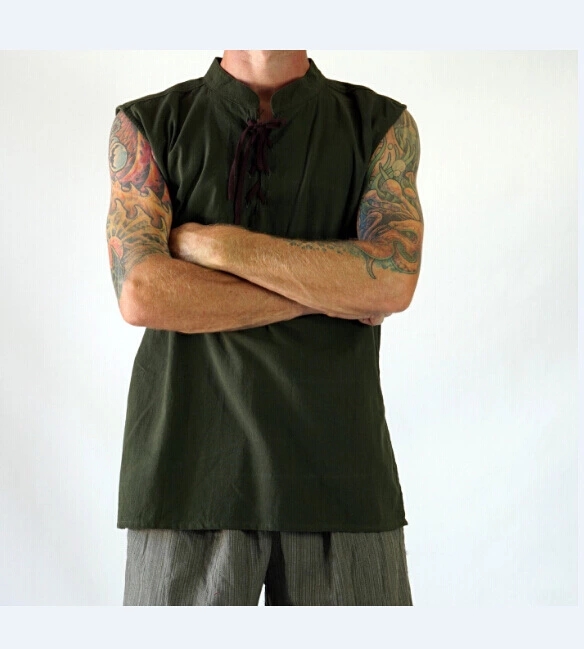 Fashion-Solid-Color-Sleeveless-Stand-Collar-Strap-Open-Mens-Vest-Sports-Breathable-Comfort-Tops-1333792