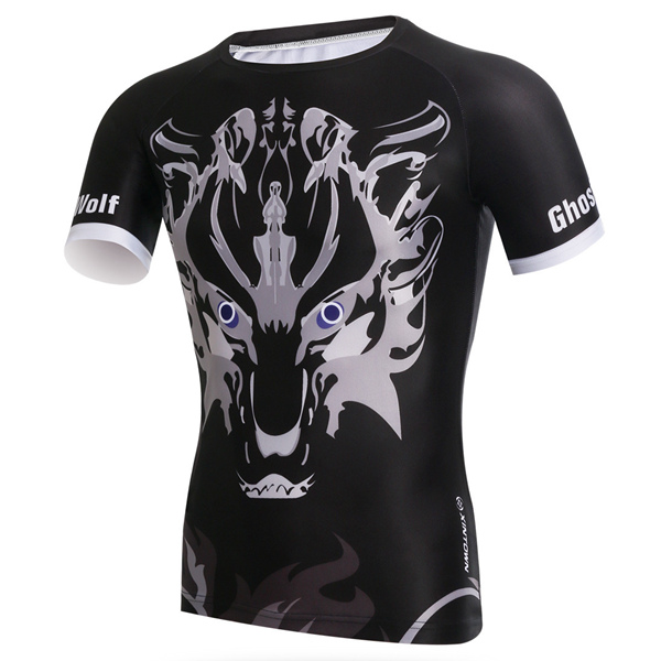 Gym-Sports-Fitness-Ghost-Wolf-Printing-Quick-Drying-Tight-Tops-T-shirt-1063018