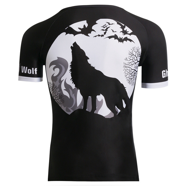 Gym-Sports-Fitness-Ghost-Wolf-Printing-Quick-Drying-Tight-Tops-T-shirt-1063018