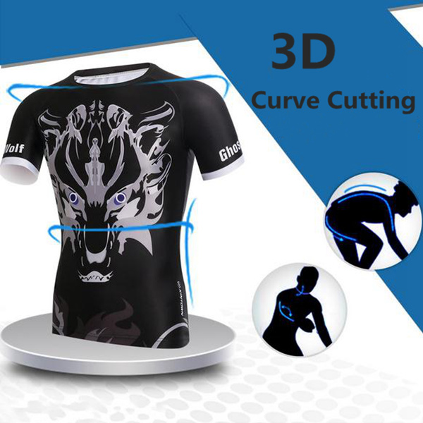 Gym-Sports-Fitness-Ghost-Wolf-Printing-Quick-Drying-Tight-Tops-T-shirt-1063018