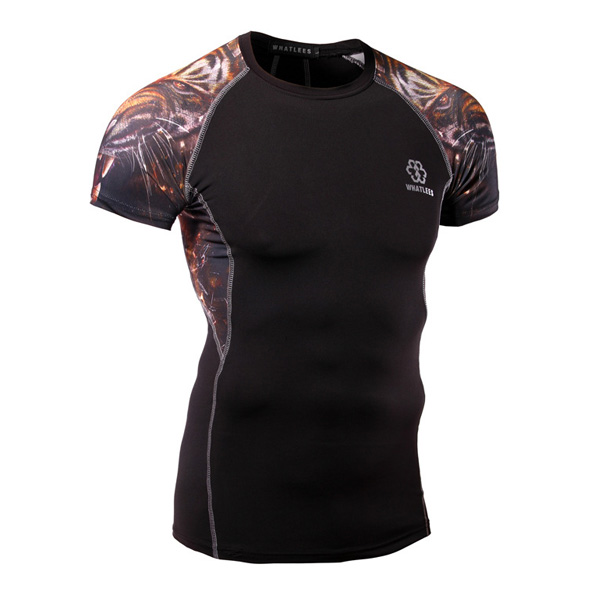 Mens-Cycling-Tight-Tiger-Leopard-Raglan-Sleeve-Quick-Drying-Wicking-Sports-Shorts-Sleeve-T-shirt-1057938