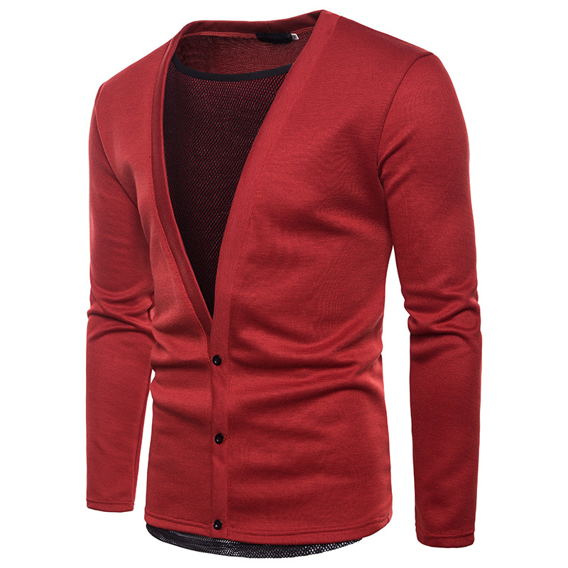 Casual-Mesh-Stitching-Single-Breasted-Cardigans-Solid-Color-Coat-For-Men-1374461