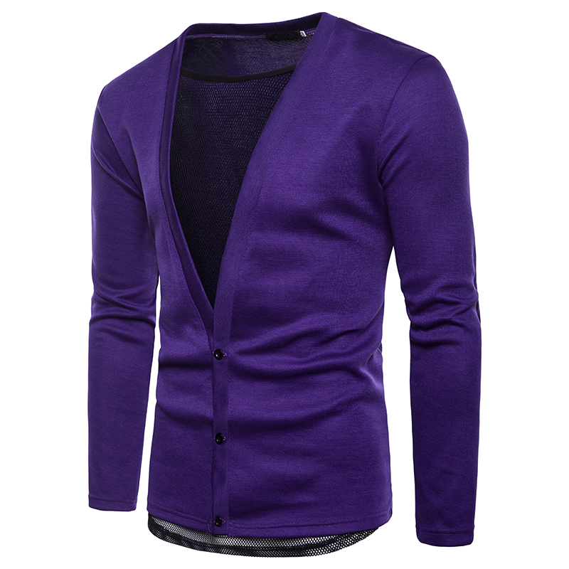 Casual-Mesh-Stitching-Single-Breasted-Cardigans-Solid-Color-Coat-For-Men-1374461