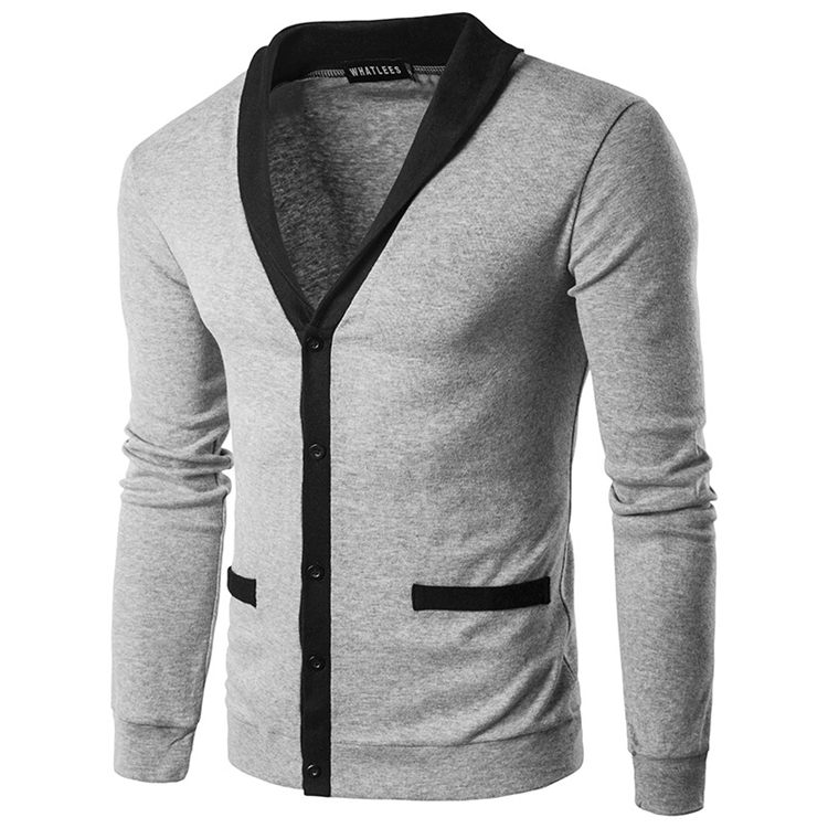 Classic-Brief-Fashion-Neckline-Sweatershirt-Mens-Single-breasted-Hit-Color-Knitting-Cardigan-1181918