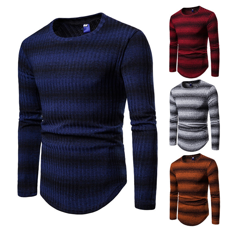 Mens-Stripe-Gradient-Style-Knit-Breathable-O-Neck-Warm-Sweaters-Pullovers-1374812
