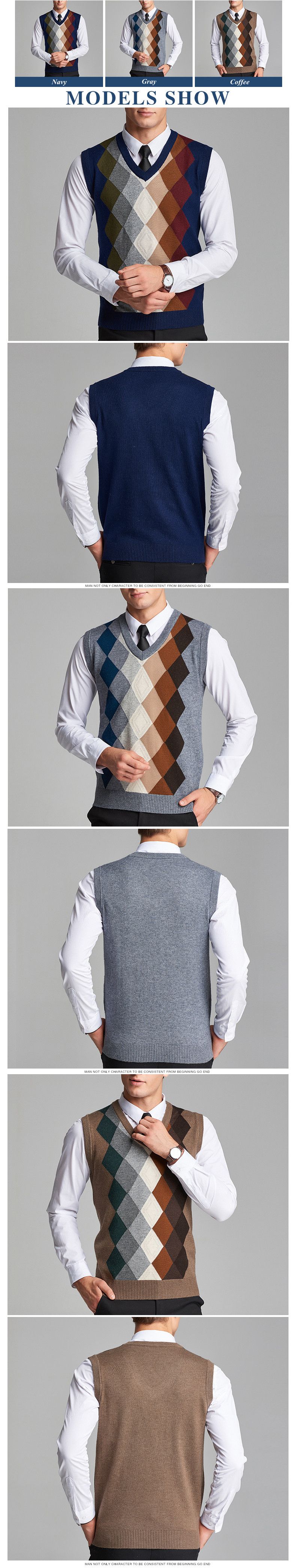 Fashion-Plaid-Fleece-Woolen-Pullover-Vest-Casual-Mens-V-collar-Sleeveless-Sweater-Vest-1193334