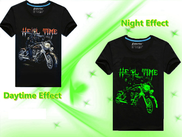 3D-Skull-Motorcycle-Luminous-Fluorescent-Printing-Short-sleeved-T-shirt-1054301