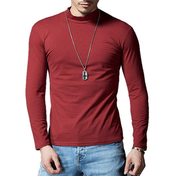 Autumn-Mens-Casual-Stand-Collar-Cotton-T-shirt-Pure-Color-Thin-Long-Sleeve-Tops-Tees-1214127