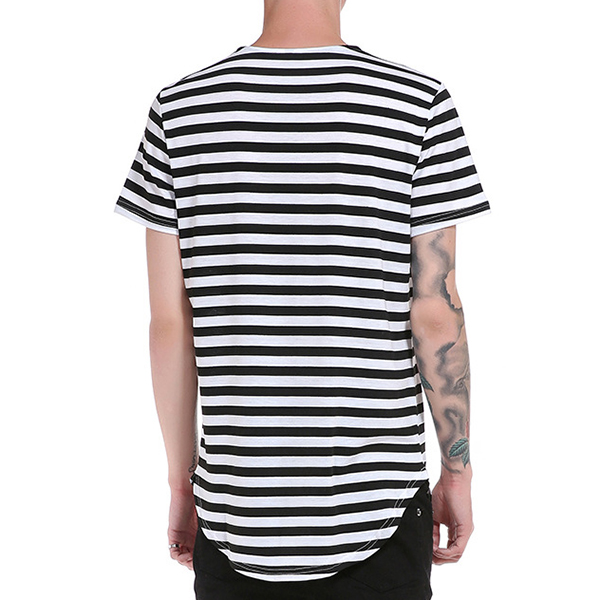 Summer-Mens-Hip-Hop-Striped-Printed-T-shirt-Long-Hem-O-neck-Short-Sleeve-Casual-Cotton-Tops-Tees-1156975