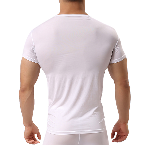 Mens-Sports-Primer-Sexy-Tops-Pure-Color-Elastic-Bodybuilding-Comfortable-Wear-T-shirt-1135574