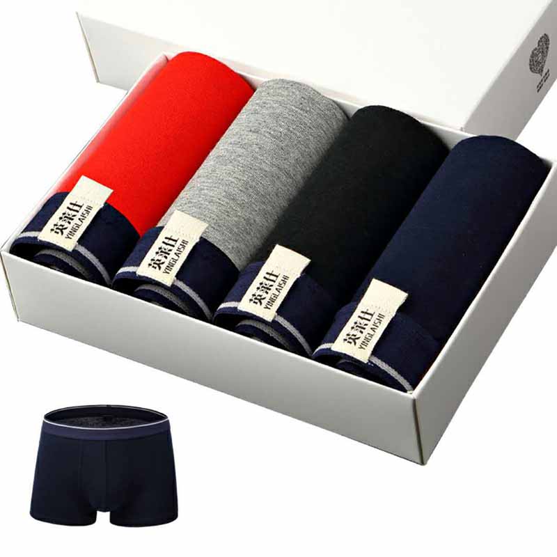 4-Pieces-Mens-Cotton-Underwear-Breathable-Mid-Rise-U-Convex-Boxers-1338740