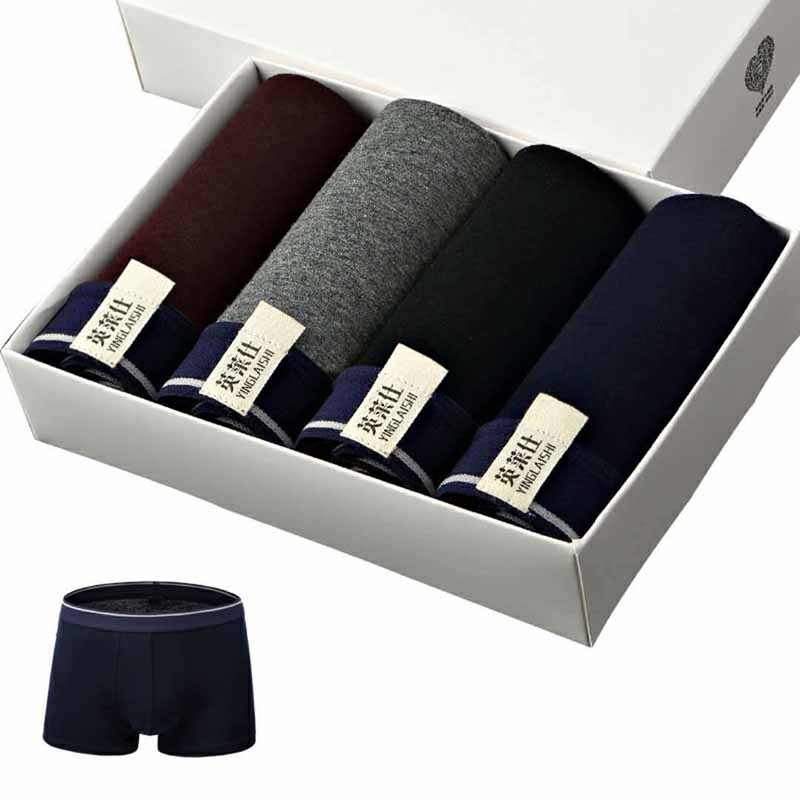 4-Pieces-Mens-Cotton-Underwear-Breathable-Mid-Rise-U-Convex-Boxers-1338740