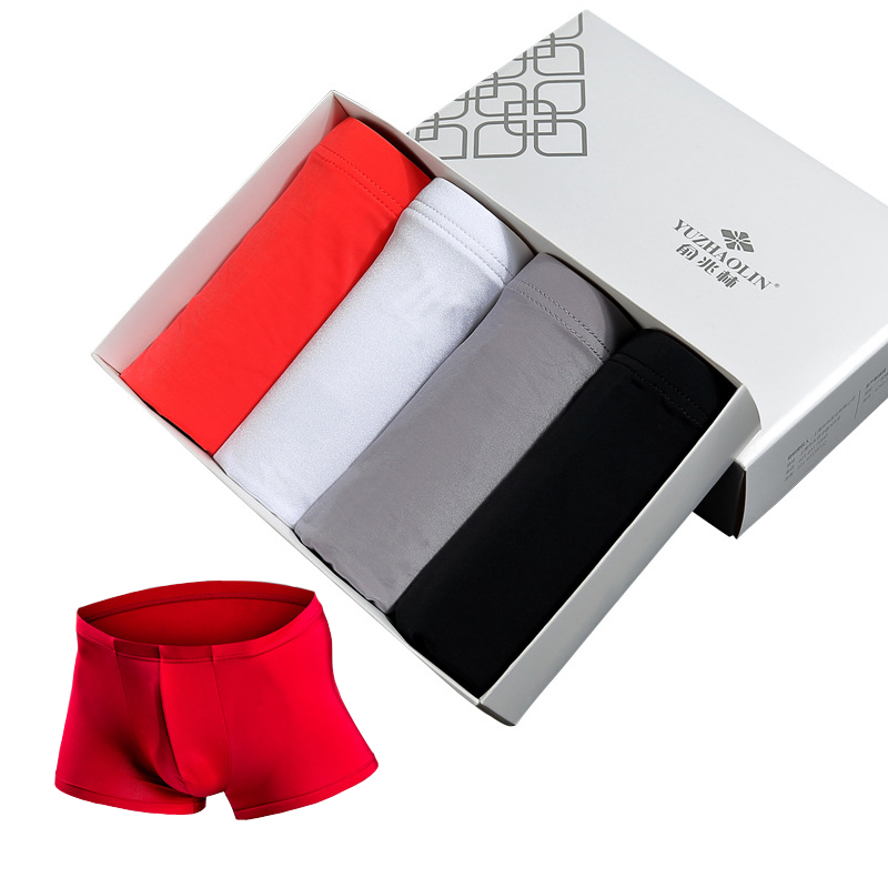 4-Pieces-Mens-Thin-Breathable-Solid-Color-Sleamless-Casual-Underwear-Boxers-1288985