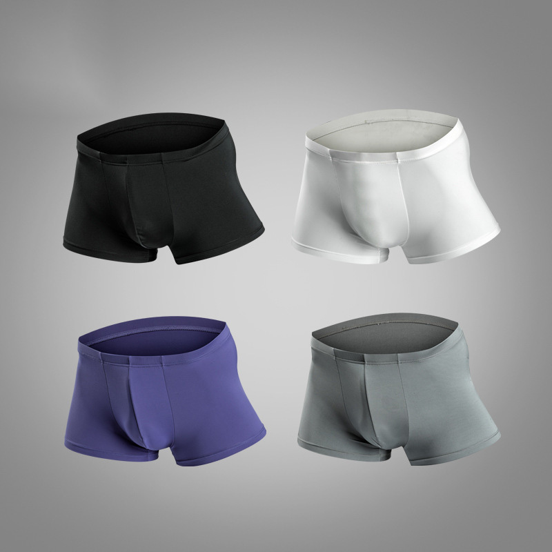 4-Pieces-Mens-Thin-Breathable-Solid-Color-Sleamless-Casual-Underwear-Boxers-1288985